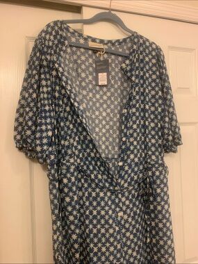 Universal Thread Blue Floral Print Jumpsuit